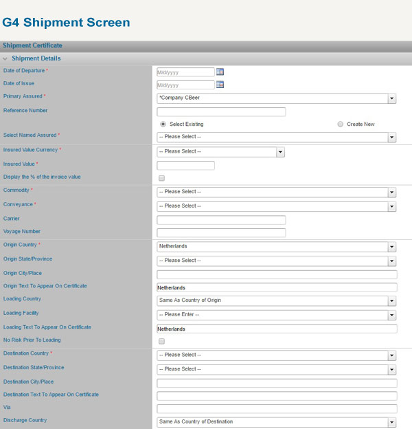G4 Shipment Screen